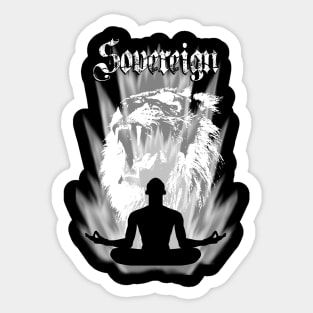 Meditating Sovereign Warrior with Powerful Lion Spirit Sticker